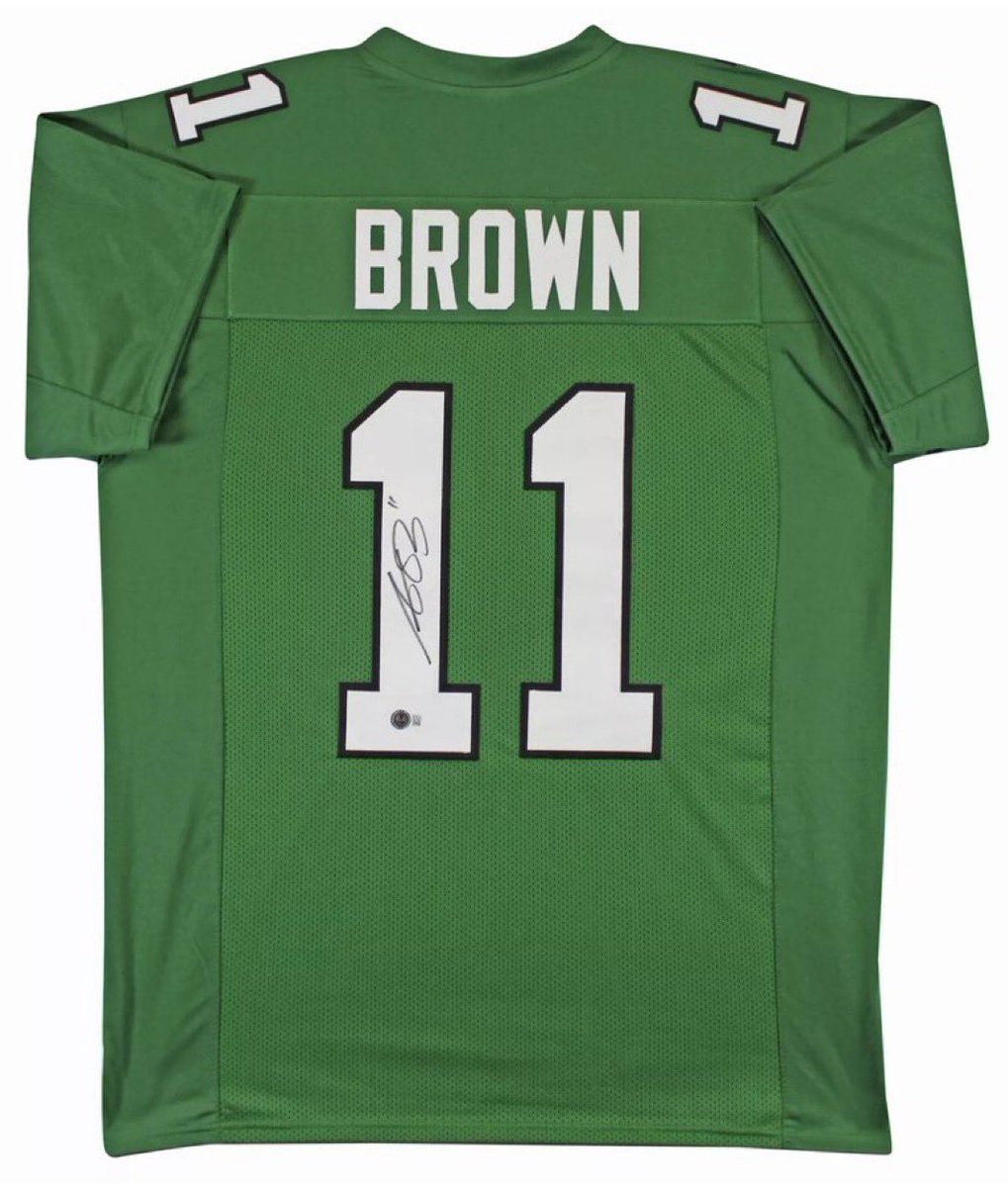 Man Cave Collections (@mc__collections) on Twitter photo AJ Brown signed custom Eagles jersey. COA: Beckett. 
DM us if interested for purchase. AJ Brown signed custom Eagles jersey. COA: Beckett. 
DM us if interested for purchase.