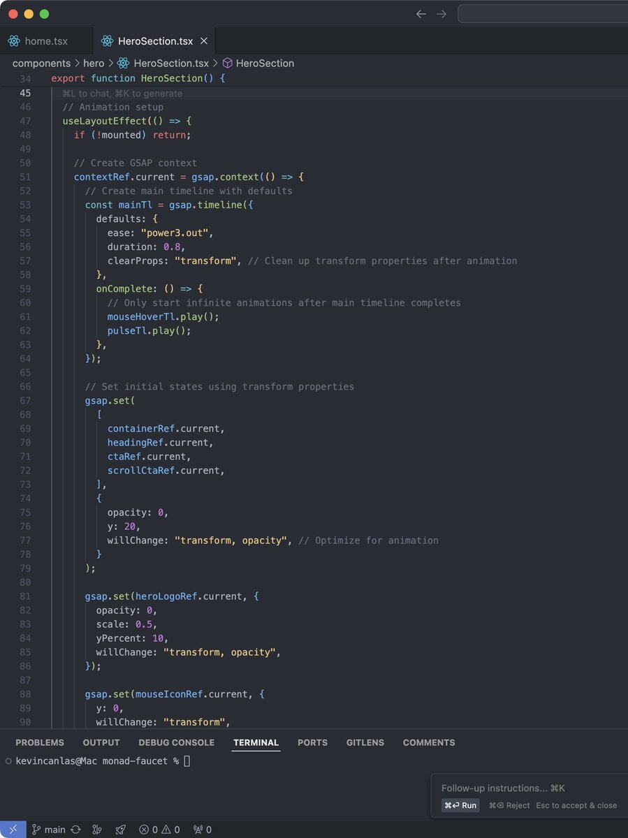 kvncnls's tweet image. gmonad! This was so fun to build for the @monad_xyz testnet launch.

Designed in @figma, animated in @jittervideo— then exported out as @LottieFiles, developed on Nextjs and animated with @greensock.