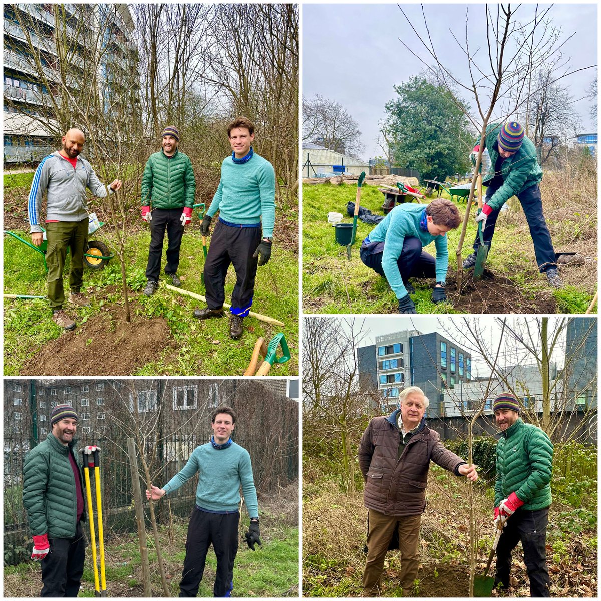 As part of the London Elms week, Tunde Morakinyo (Chair) and volunteers from the friend of Meath Gardens planted four new elms on Saturday 15th February 2025