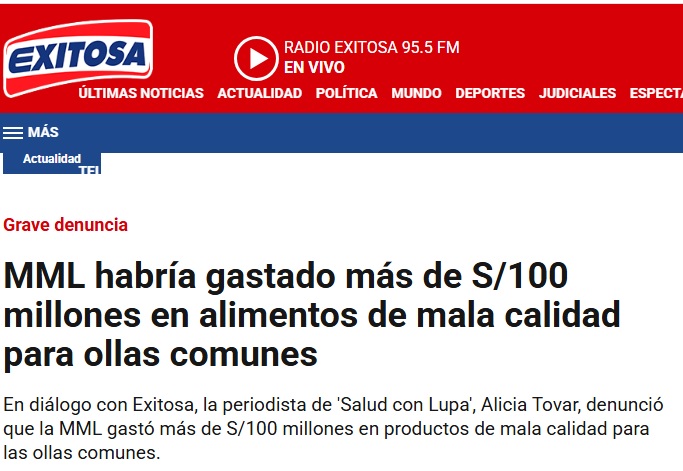 mario2602's tweet photo. @exitosape En su página web publican.... "HABRÍA GASTADO"  y luego dicen " GASTÓ". En la entrevista dice que la conserva de caballa y sangrecita estaban en malas condiciones pero no puede confirmarlo porque no se hizo ningun estudio sanitario...
Y donde están las personas intoxicada? https://t.co/hKwSZyfEtk