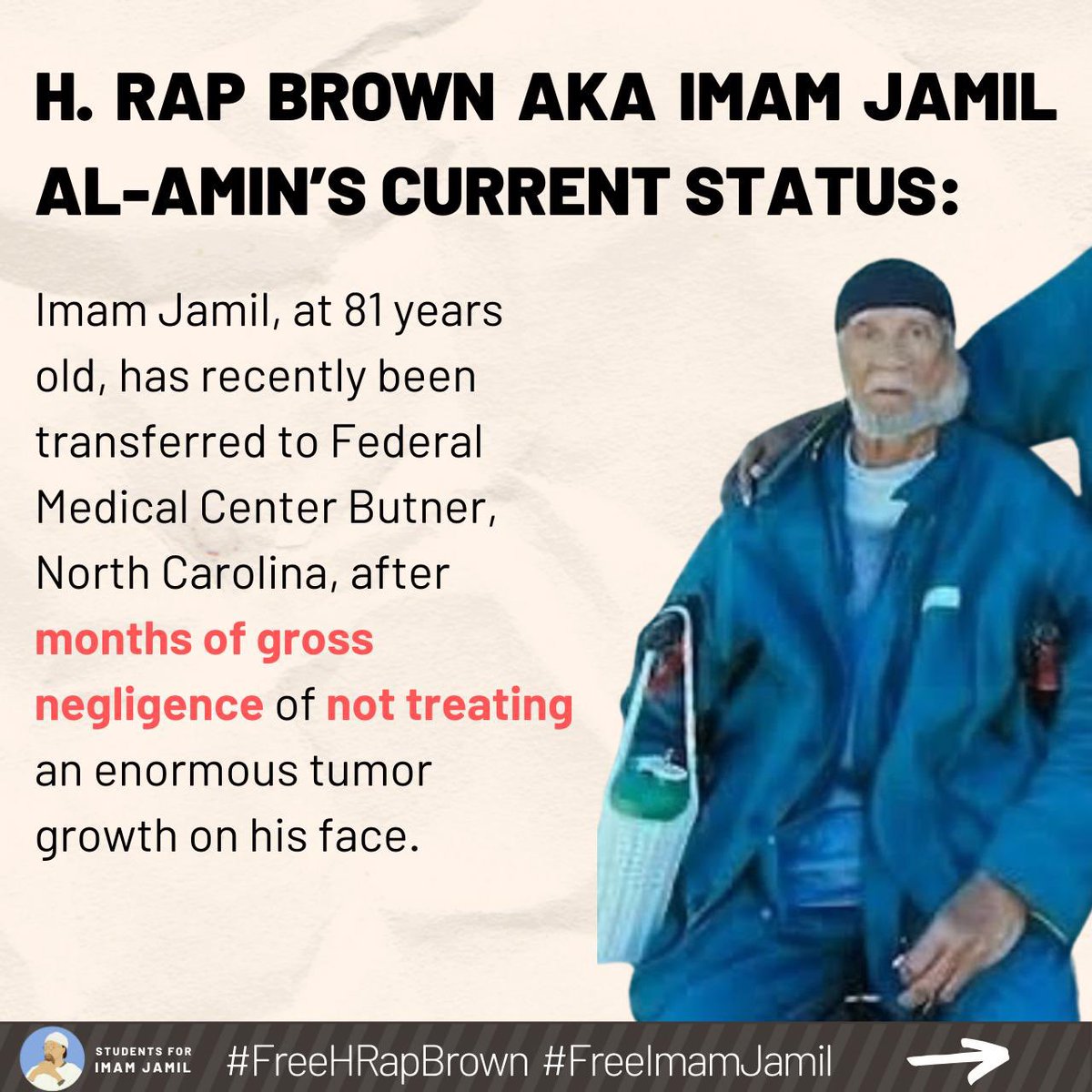 ‼️Samuel L. Jackson recently mentioned H. Rap Brown, a political prisoner and civil rights leader, in a statement regarding his Super Bowl Appearance. 

H. Rap Brown, now known as Imam Jamil Al-Amin, has been wrongfully imprisoned for the past 24 years.
