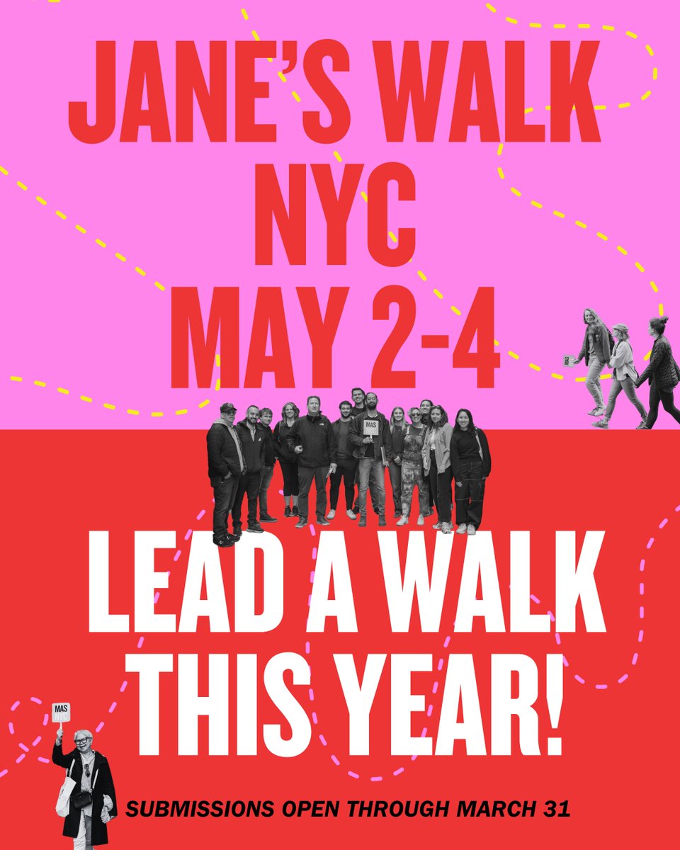 Show your love for #NewYorkCity &amp; lead a Jane's Walk this year! Submissions are now open through March 31. Learn more &amp; make a submission on our #JanesWalk site: mas.org/events/janes-w… ❤️
