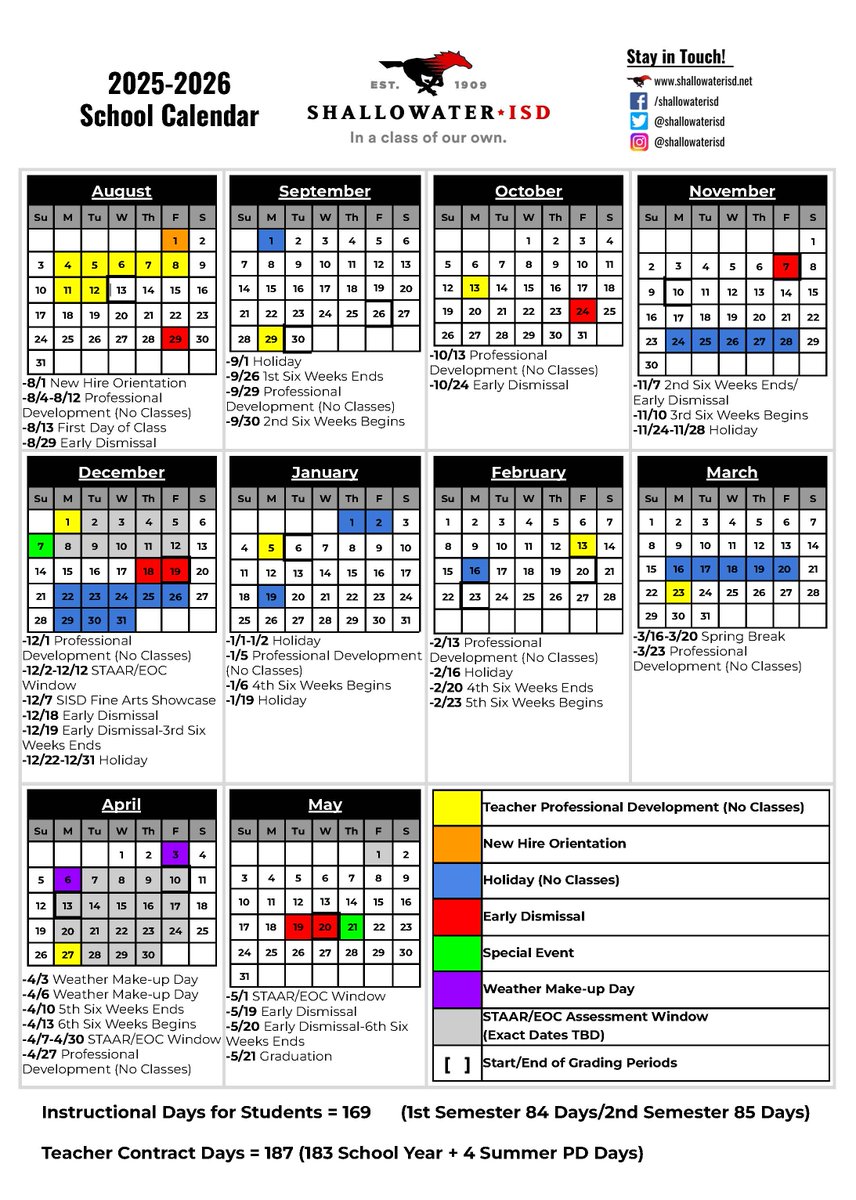 The SISD School Board adopted the 2025-2026 district calendar!! 📅  We appreciate the valuable input from our community members, staff, and administrators throughout this process. Thank you for your support! 

Visit loom.ly/eYqzfA8 to view and download the calendar.