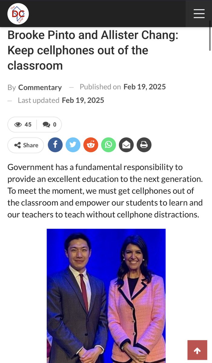Allister Chang (@allistersboe) on Twitter photo 1️⃣ Just published! <a href="/CMBrookePinto/">Councilmember Brooke Pinto</a> & I co-authored an op-ed <a href="/dclinenews/">The DC Line</a> on why DC should limit cellphone use in classrooms.
📰 Read here: thedcline.org/2025/02/19/bro… 1️⃣ Just published! <a href="/CMBrookePinto/">Councilmember Brooke Pinto</a> & I co-authored an op-ed <a href="/dclinenews/">The DC Line</a> on why DC should limit cellphone use in classrooms.
📰 Read here: thedcline.org/2025/02/19/bro…