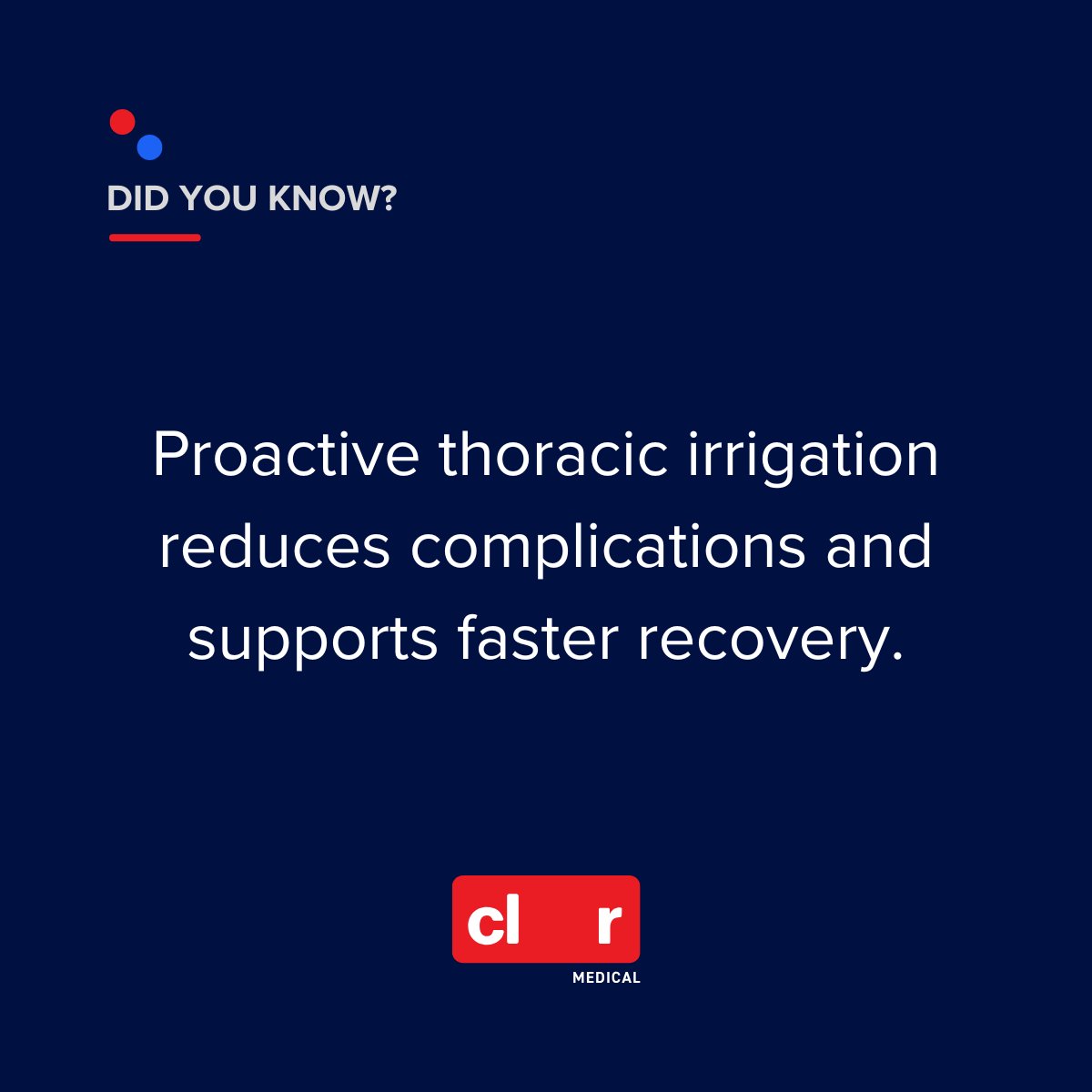 Early intervention matters. Proactive #ThoracicIrrigation reduces complications &amp; supports faster recovery. See how: clrmedical.com/publications/ #Hemothorax #TheSolutionisCLR