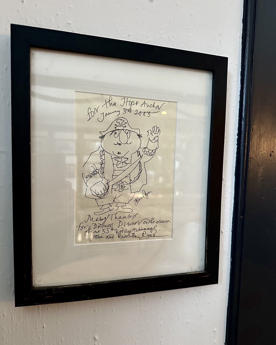 Cheers to Captain Pugwash!
...who sits proudly on the walls of our hotel bar.

The cartoonist &amp; animator behind the famous Children's Book, Captain Pugwash, was John Ryan.

He lived out his days in Rye &amp; created this illustrated message after we hosted his wedding anniversary.🥰