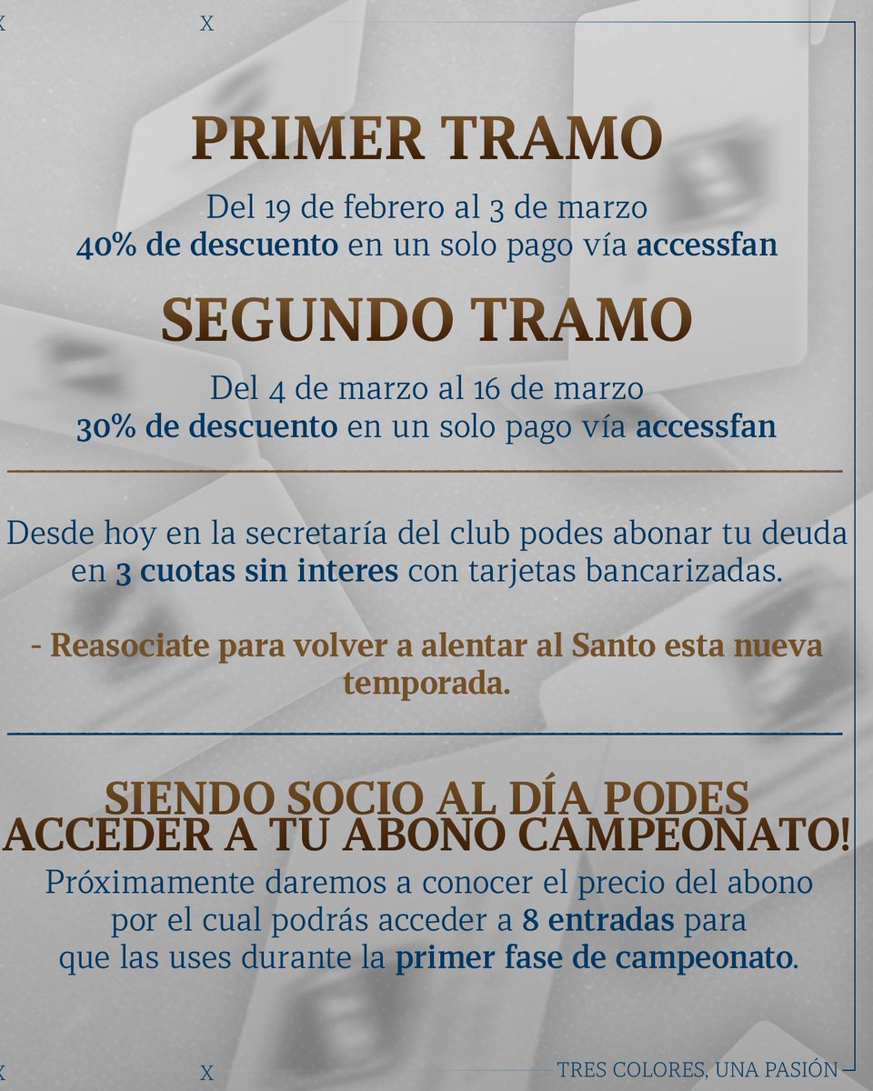 📌M O R A T O R I A

1. Primer tramo del 19 febrero al 3 de marzo
- 40% de descuento en un solo pago abonando vía access fan

2. Segundo tramo del 4 de marzo al 16 de marzo
-  30% de descuento en un solo pago vía access fan.

 ⁠