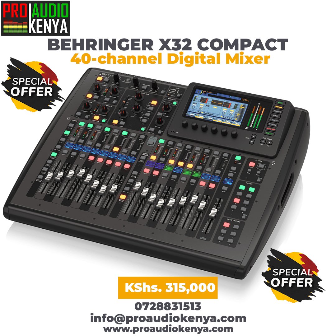 ProAudioKenya's tweet photo. A revolution in its own right, the incredible X32 COMPACT combines the finest analog I/O and powerful digital connectivity with ample processing for 40 channels, 25 buses and up to 152 signal sources. https://t.co/LKBmx8y3wY