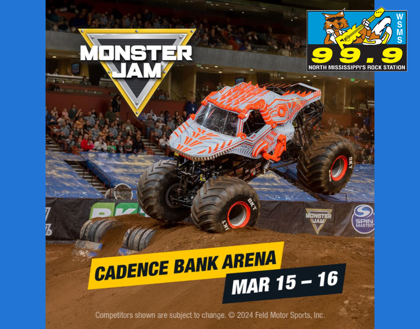 Don't miss Monster Jam 🏁 at Cadence Bank Arena, March 15-16! 🚜 #MonsterJam #GraveDigger #Megalodon