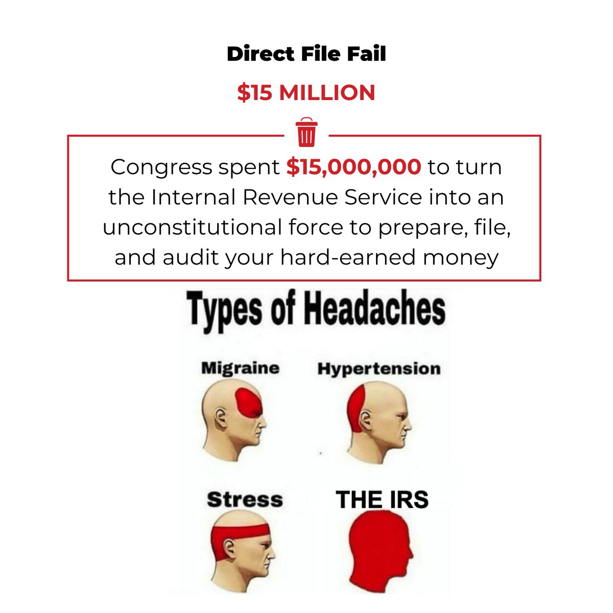 Happy #WasteReportWednesday!
Congress spent $15 million to turn the IRS into an unconstitutional force to prepare, file, and audit your hard-earned money via their Direct File Pilot program.

Read the full report below ⬇️
hsgac.senate.gov/wp-content/upl…