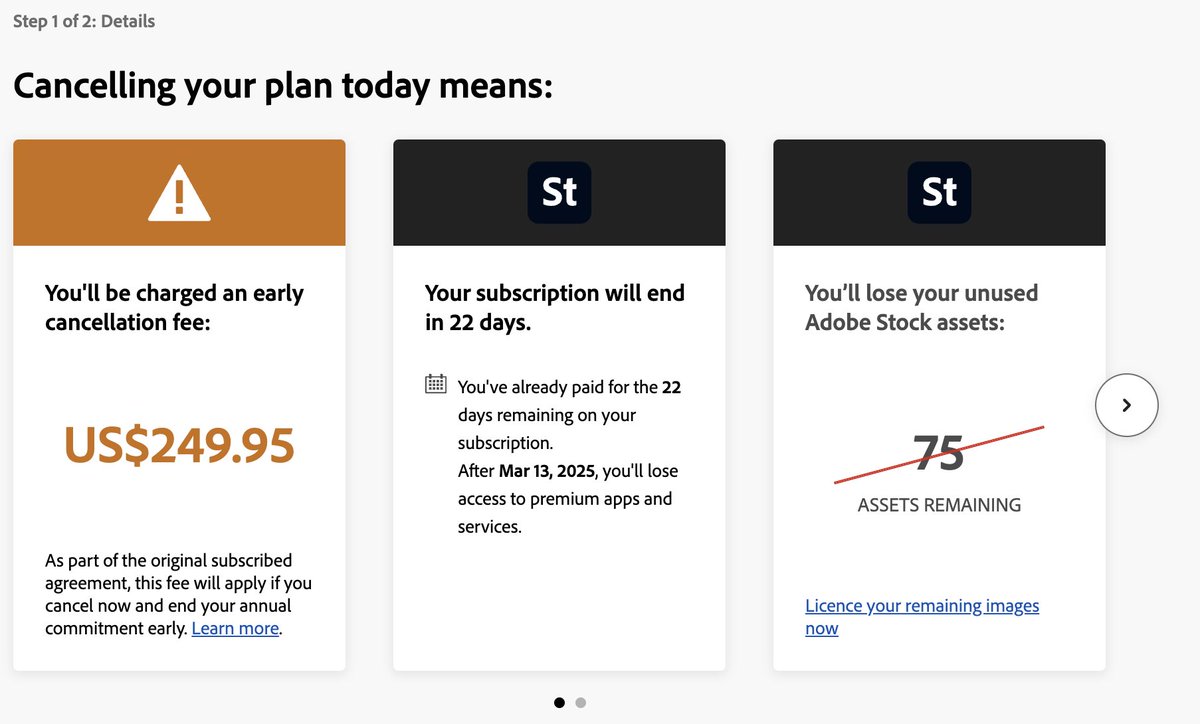 I made the mistake of doing business with <a href="/Adobe/">Adobe</a> and now they are expecting me to pay $250 to cancel my stock photo account. I mistakenly thought this had gotten better.