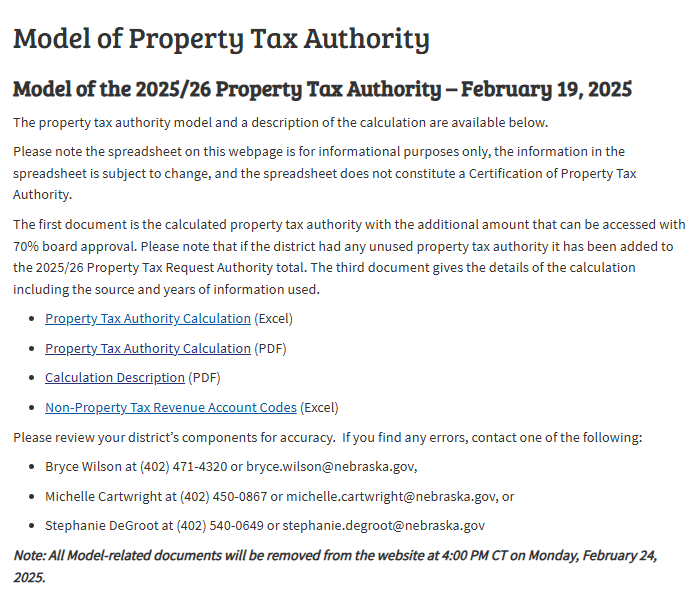 The 2025/26 Property Tax Authority Model is available through end of the day Monday at education.ne.gov/fos/model-of-p…
#NDE #Schoolfinance