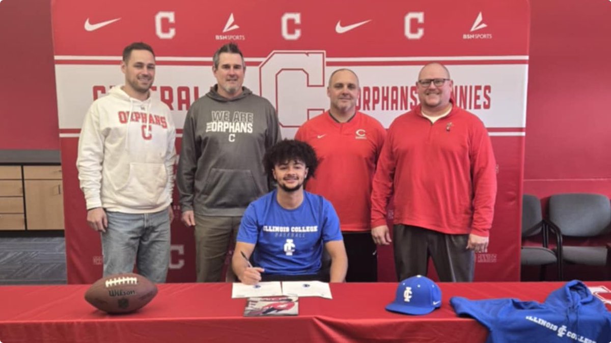 Congrats to <a href="/KochXavier25/">Xavier Koch</a> for signing to continue his baseball and football careers at Illinois College!! #GoOrphans
<a href="/BlueboyBaseball/">Illinois College Baseball</a> <a href="/CHSSportsPage/">Orphan Nation</a> <a href="/Orphanfootball/">Orphan Football</a>