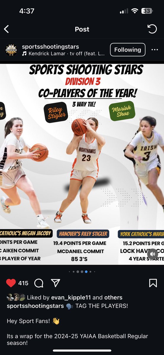 Sport Shooting Stars D1-D3 girls YAIAA players of the year selections
#webringthegametoyou!!