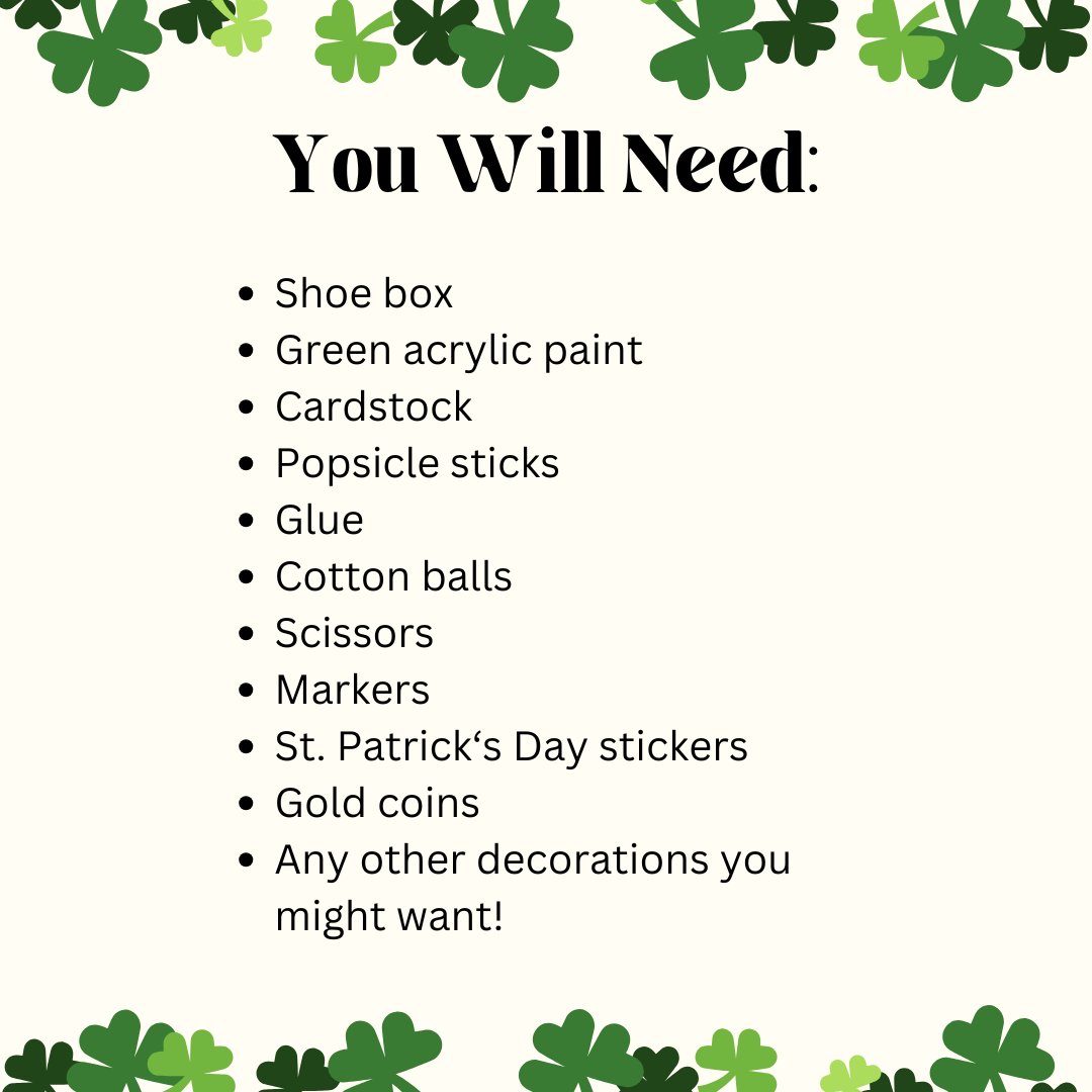 St. Patrick’s Day is coming up and making a Leprechaun trap is a great way to celebrate! Visit our Facebook to learn how to make this craft.