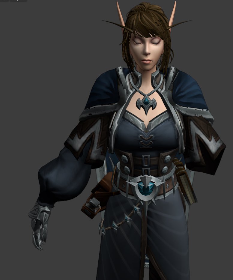 Took me a while but felt like doing a custom model for my Blue Dragon Kreiagosa! :D 

Fun fact - her missing arm is somewhere in my former posts…

#worldofwarcraft #warcraft #Dragonflight #epsilonwow #highelf #bloodelf #mage #blender