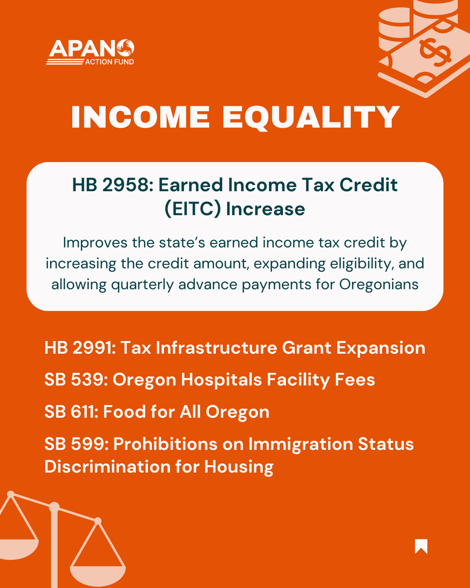APANOActionFund's tweet photo. APANO Action Fund has endorsed over 30 bills this long legislative session. Our team has four main categories we're advocating for:
🌿 Environmental Justice
🫂 Child and Parent Care
💛 Mental Health
💰 Income Stability

#ORPol #ORLeg #LegSession2025 https://t.co/8LjMvYpnLO