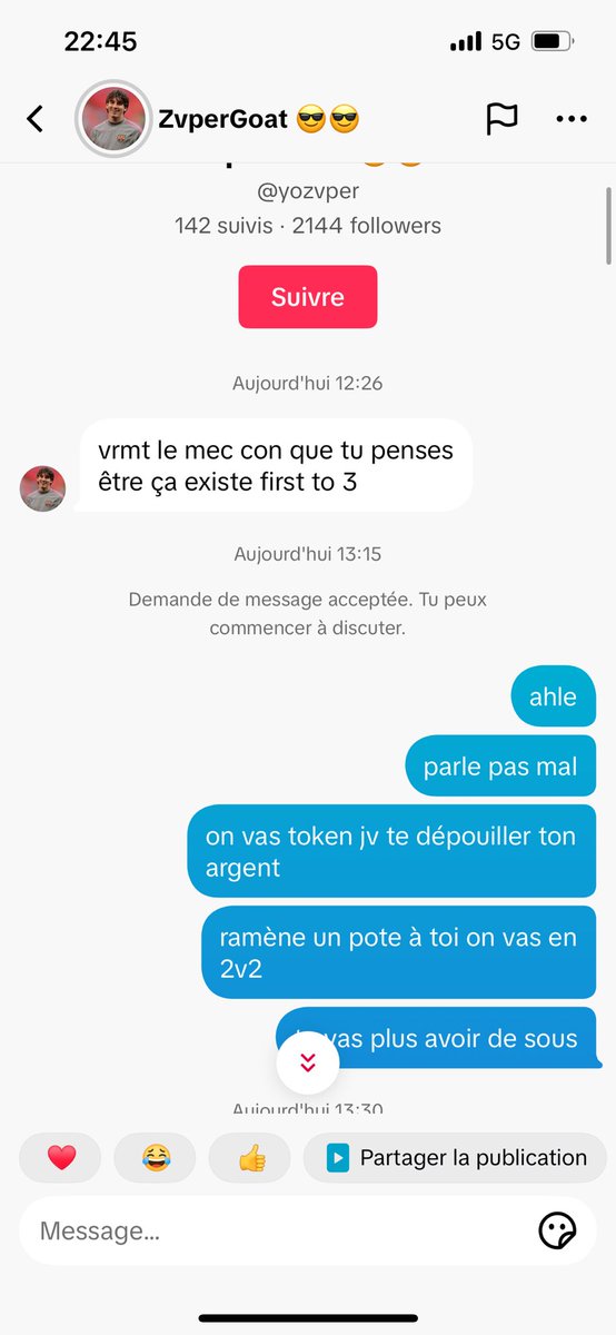 MyntxFN's tweet photo. @Zvper1x jtai prévenu c’est ou tu assume ou je t’affiche https://t.co/ZK8XUMEXzk