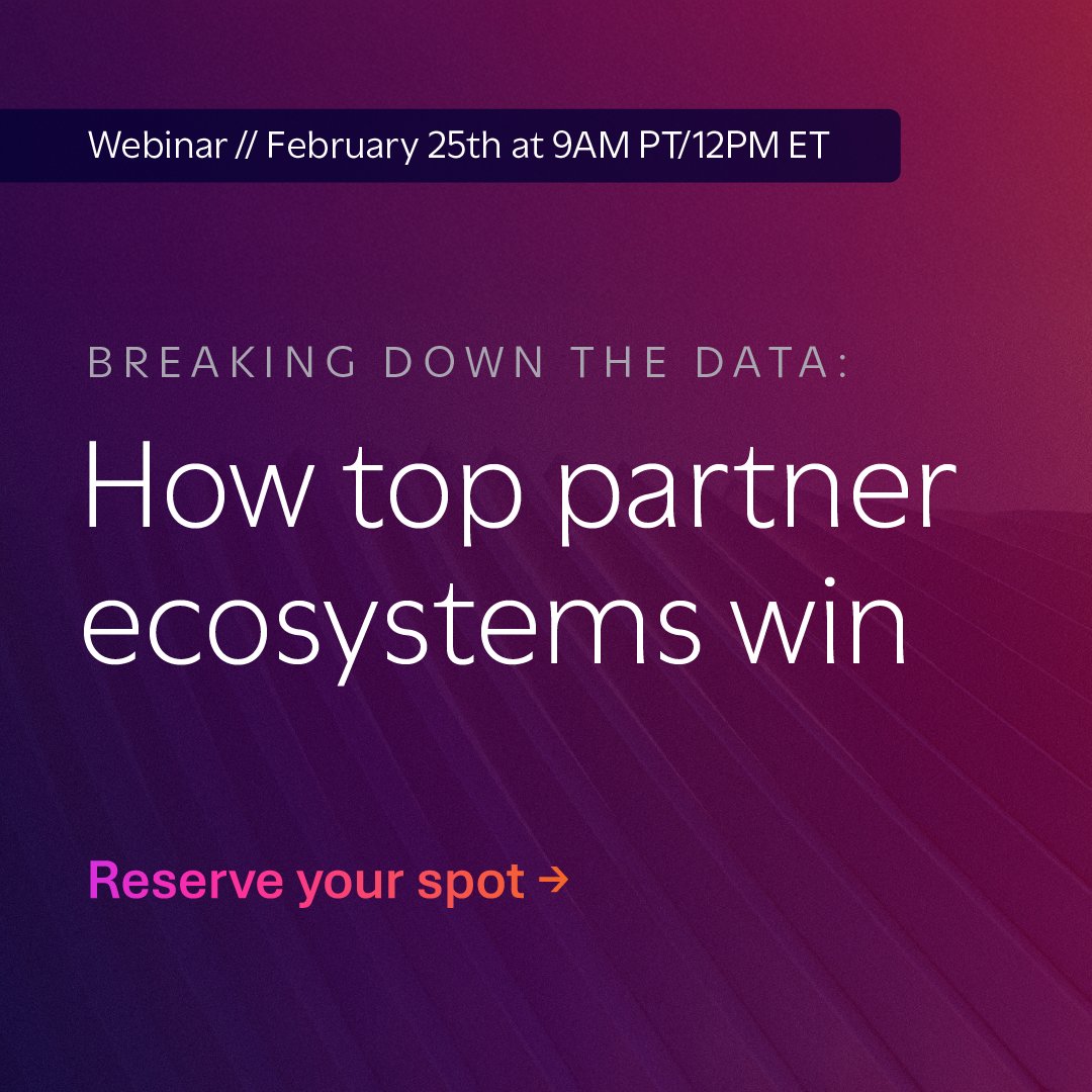 Our latest report is a roadmap for how the best #partnerecosystems are driving revenue, scaling effectively, and staying ahead in a competitive landscape. Go behind the data with us on 2/25: hubs.li/Q037rj9t0