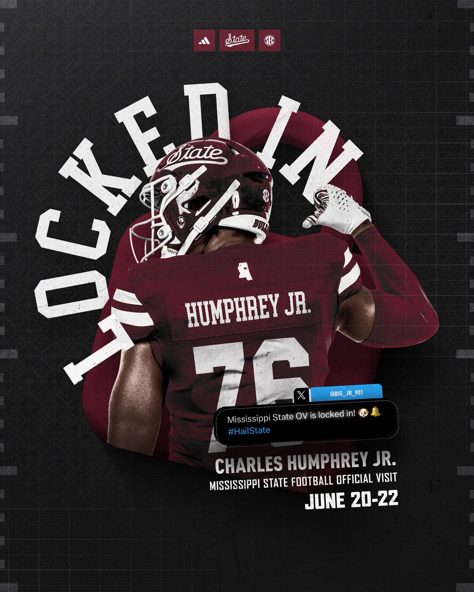 โญ๏ธโญ๏ธโญ๏ธCharles โBig Jrโ Humphrey (@big_jr_901) on Twitter photo My Official visit is locked in letโs gooo <a href="/Coach_Leb/">Jeff Lebby</a> <a href="/LoadholtPhil/">Phil Loadholt</a> @CoachGipsonBHS <a href="/PatrickAbernat1/">Patrick Abernathy</a> <a href="/BeardenFB/">Bearden Football</a> <a href="/PrepRedzoneTN/">Prep Redzone Tennessee</a> <a href="/PrepRedzone/">Prep Redzone ๐</a> <a href="/5StarFBRecruits/">5 Star Football Recruiting</a> <a href="/CSmithScout/">Chris Smith</a> <a href="/DawgRecruits3/">Hail State Recruiting</a> <a href="/SWiltfong_/">Steve Wiltfong</a> My Official visit is locked in letโs gooo <a href="/Coach_Leb/">Jeff Lebby</a> <a href="/LoadholtPhil/">Phil Loadholt</a> @CoachGipsonBHS <a href="/PatrickAbernat1/">Patrick Abernathy</a> <a href="/BeardenFB/">Bearden Football</a> <a href="/PrepRedzoneTN/">Prep Redzone Tennessee</a> <a href="/PrepRedzone/">Prep Redzone ๐</a> <a href="/5StarFBRecruits/">5 Star Football Recruiting</a> <a href="/CSmithScout/">Chris Smith</a> <a href="/DawgRecruits3/">Hail State Recruiting</a> <a href="/SWiltfong_/">Steve Wiltfong</a>