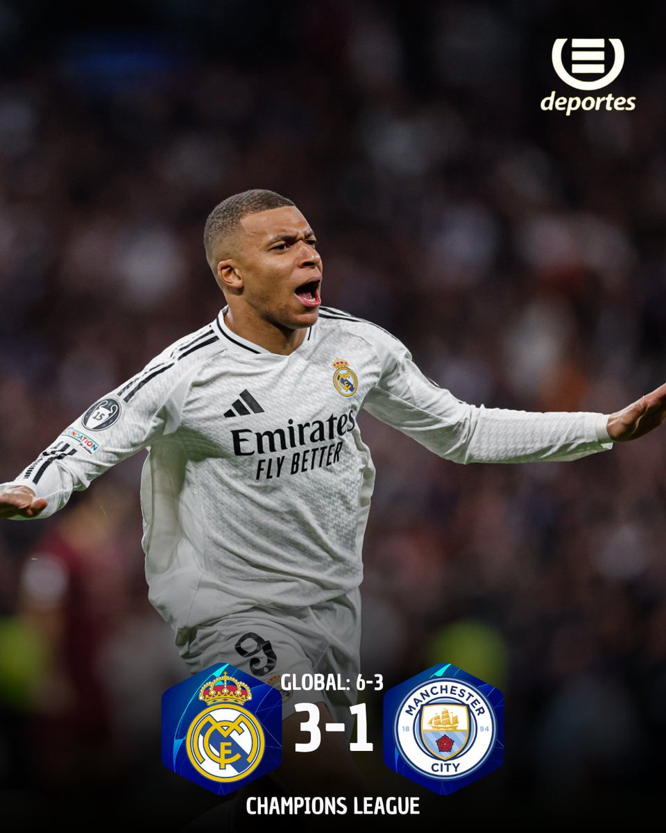 #UCL | ¡A OCTAVOS! Con triplete de Kylian Mbappé, el Real Madrid derrotó al Manchester City y clasifica a octavos de final de la Champions League (6-3 en el global) 🔥⚪️

➡️ En la próxima ronda enfrentarán al Bayer Leverkusen o Atlético de Madrid