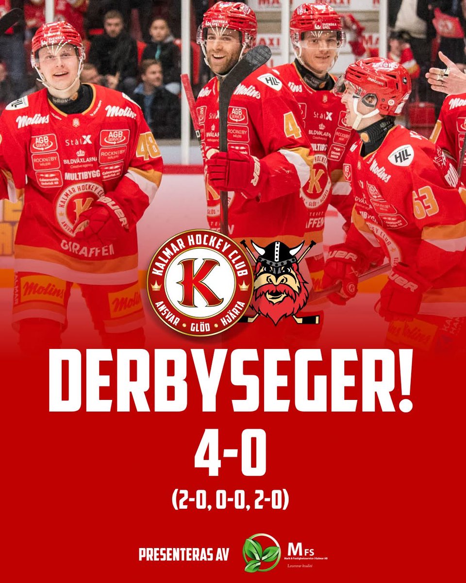 Derbyseger med 4-0! 🔥

Målskyttar KHC
Fonteyne
Väyrynen
Dahlström
Loimaranta

🎟️ Säkra era platser till Mama Laudaaa Night på lördag när Östersund kommer på besök! Biljetter via hemsidan!

Derbysegern presenteras av Mark &amp; Fastighetsservice i Kalmar AB 

Foto: Tove Dolff