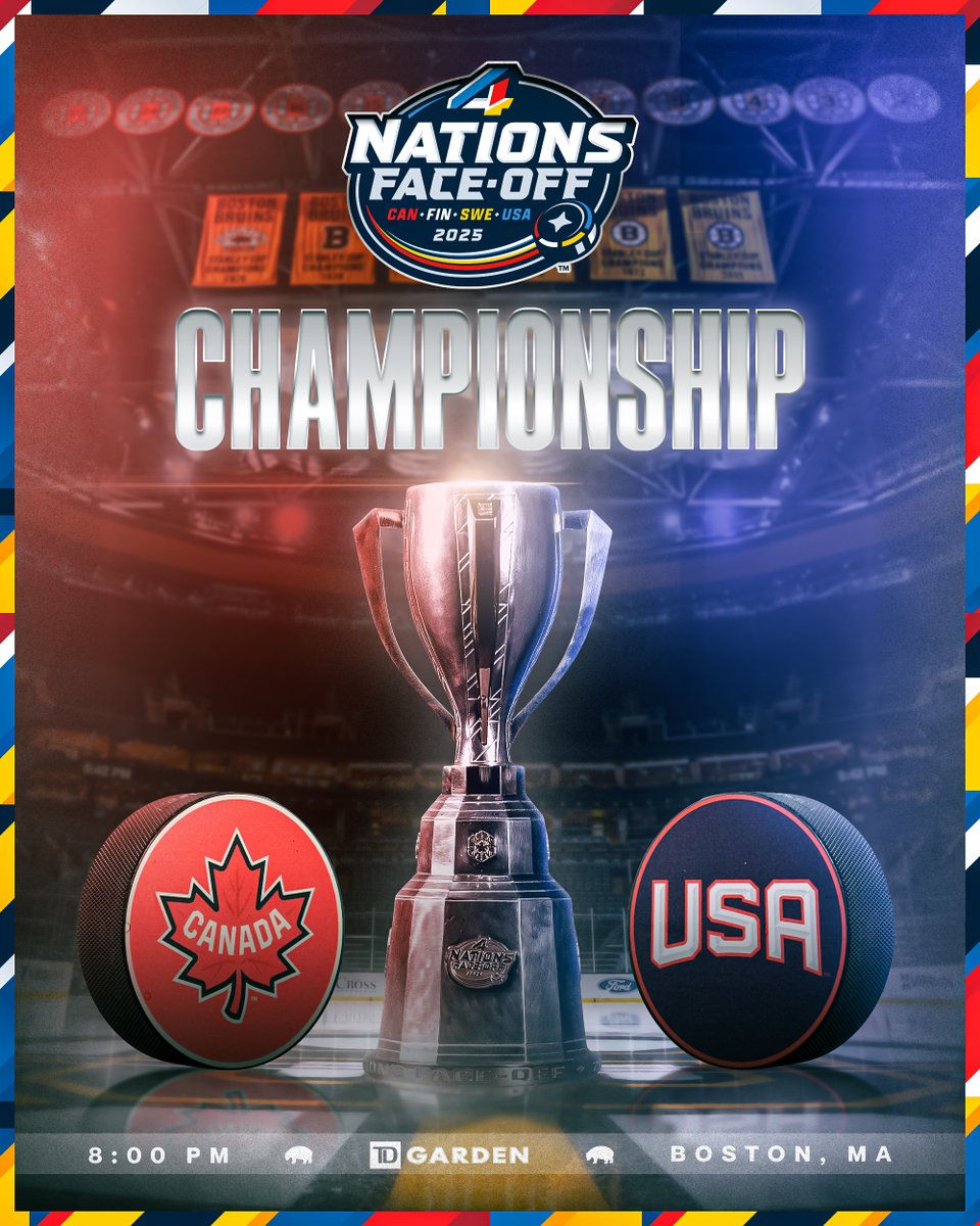 Tonight's the night 🇺🇸🇨🇦

📍 <a href="/tdgarden/">TD Garden</a> 
⏰  8 p.m. ET
🆚 <a href="/usahockey/">USA Hockey</a> - <a href="/HockeyCanada/">Hockey Canada</a> 
📺 <a href="/espn/">ESPN</a>, <a href="/ESPNPlus/">ESPN+</a>