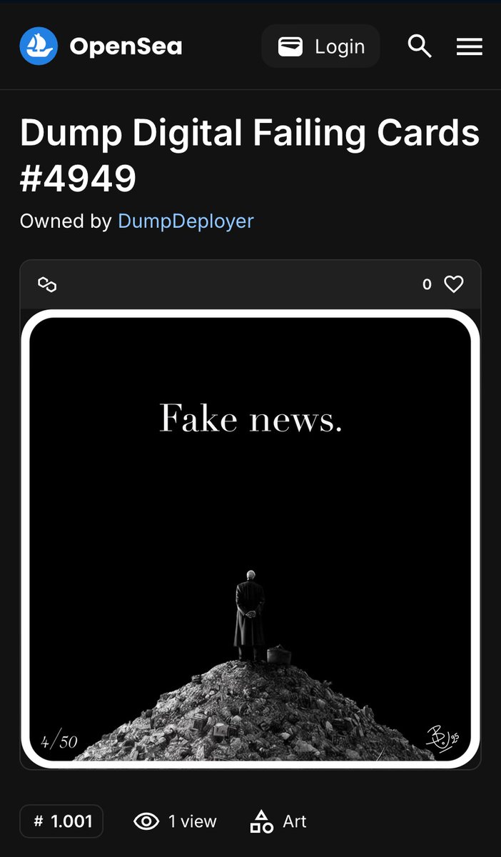 TheSillyArtColl's tweet photo. Sometimes people ask me for collaboration or promotion.
I’m not an #NFTPromoter but support those I believe in…
Check out this parody collection of @DumpDeployer 😅
https://t.co/rj9xg4moez
❤️ Give feedback
✅ Collect one only if you like it
🎁 Special giveaway after 10 sold https://t.co/LeoQoZxgMo