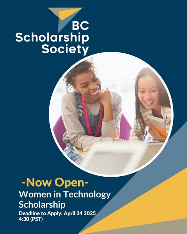 The BC Scholarship Society Women in Technology Scholarship application window is open! 🔬🧪👷‍♀️

🗓️Deadline to Apply: April 24, 2024, 4:30 pm (PST)

🔗 bcscholarshipsociety.ca/women-in-tech/…