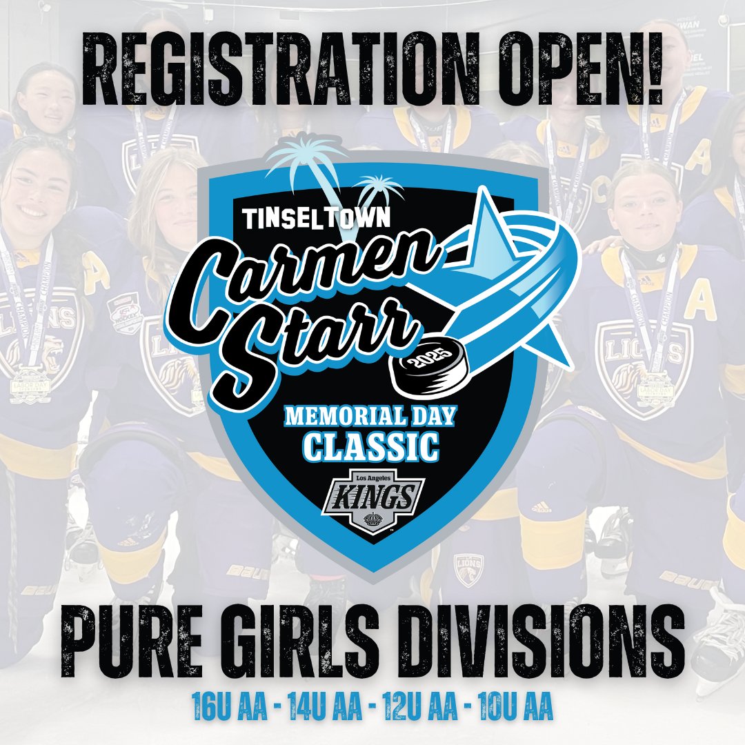 Divisions are beginning to take shape in our PURE GIRLS tournament at our upcoming #TINSELTOWN Carmen Starr Memorial Day Classic (May 23-26)! Visit tinseltownhockeytournaments.com or e-mail brian@lakingstspc.com for more information &amp; to register! 😎