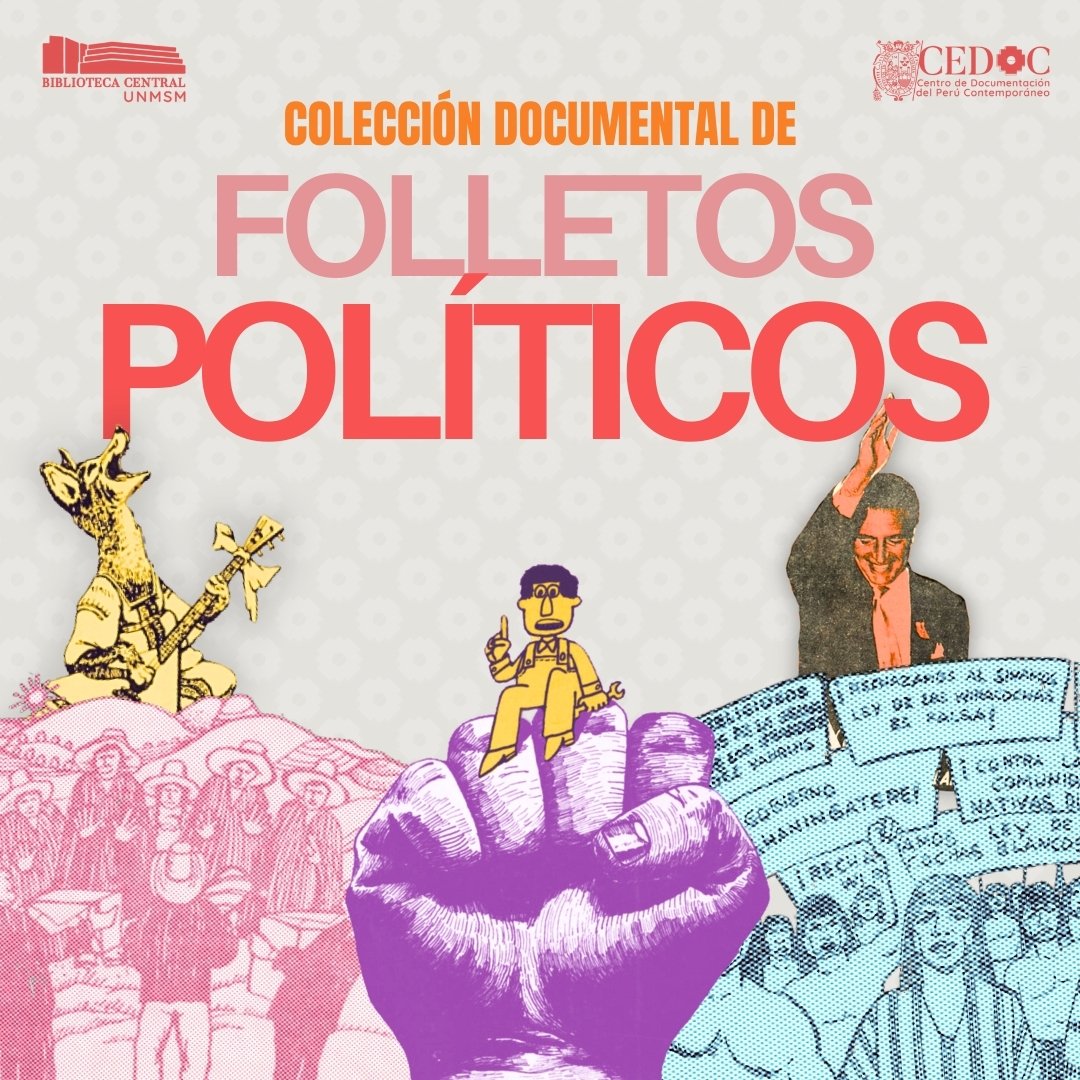 cedoc_unmsm's tweet image. 📣YA DISPONIBLE LA COLECCIÓN DOCUMENTAL DE FOLLETOS POLÍTICOS

🖥️Visita la Colección en la página web del CEDOC: cedoc.sisbib.unmsm.edu.pe/biblioteca-dig…

🔴 Síguenos en nuestras redes sociales para estar a tanto de más publicaciones del siglo XX peruano.