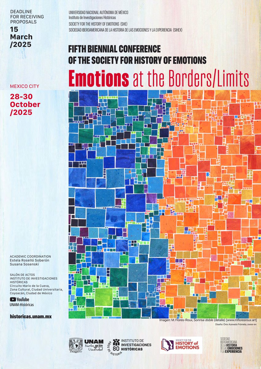 EHCS_Journal's tweet image. Spread the word! The deadline for submissions to attend our Fifth Biennial Conference on Emotions at the Borders/Limits has been extended to March 15th 2025. Full details are available in the CfP below and on our website: societyhistoryemotions.com/she-conference…
