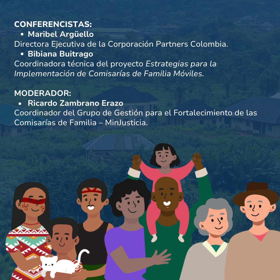 MinJusticia Colombia (@minjusticiaco) on Twitter photo #SeminarioWeb | El @MinJusticiaCo y <a href="/partnerscol/">Partners Colombia</a> invitan a la socialización de las estrategias para las Comisarías de Familia Móviles. Conéctate y conoce cómo estas herramientas contribuyen al acceso a la justicia en el país.
📅 Jueves, 27 de febrero
🕘 9:00 a. m.
🔴 Sigue la #SeminarioWeb | El @MinJusticiaCo y <a href="/partnerscol/">Partners Colombia</a> invitan a la socialización de las estrategias para las Comisarías de Familia Móviles. Conéctate y conoce cómo estas herramientas contribuyen al acceso a la justicia en el país.
📅 Jueves, 27 de febrero
🕘 9:00 a. m.
🔴 Sigue la