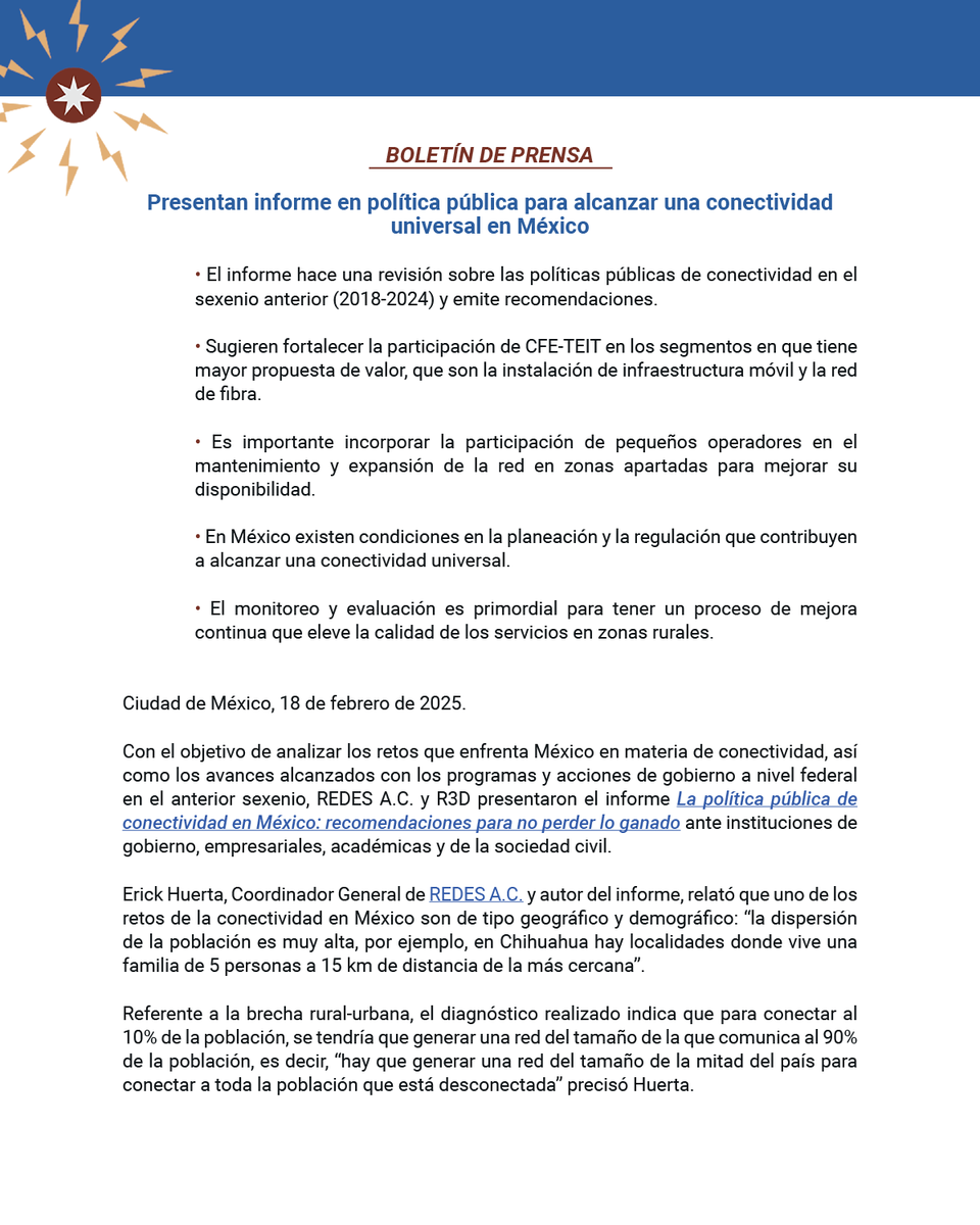 redesac_mx's tweet photo. “Si la política pública permite el desarrollo de una industria local de #telecomunicaciones, entonces podemos resolver el tema de la sostenibilidad a través de un ambiente habilitante". Lee aquí el #boletín sobre la presentación del informe de conectividad:https://t.co/aqlJzuice1 https://t.co/S53idvv2eT