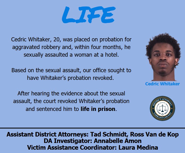 Thanks  to the Forest Hill Police for investigating the aggravated sexual  assault and the Fort Worth Police for investigating the original  aggravated robbery. Thanks to both police departments for their commitment to keeping our community safe.