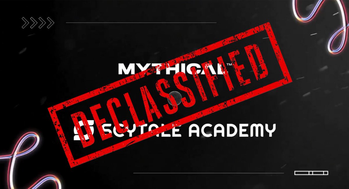 scytaledigital's tweet image. (1/11) DECLASSIFIED! 🌝 🗄️ 🔍
The @playmythical x @scytaledigital Blockchain &amp;amp; Gaming Academy. Bookmark for later and uncover valuable insights on web3 gaming from industry experts in this 10-part workshop. ⏬ ⏬ #scytaleacademy