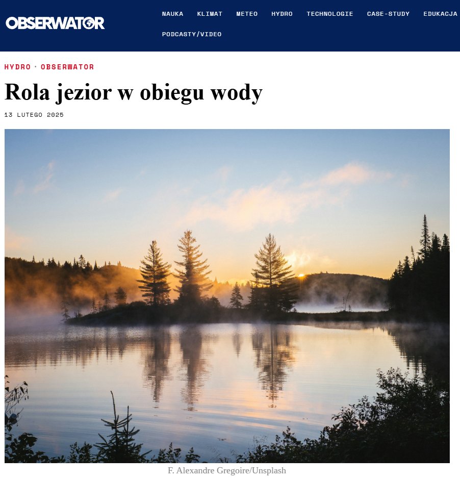 IMGWmeteo's tweet image. Rola jezior w obiegu wody

💧Woda zgromadzona w jeziorach stanowi tylko pozornie niewielką ilość w skali naszego globu.
➡️obserwator.imgw.pl/2025/02/13/rol…

#IMGWmeteo #Obserwator