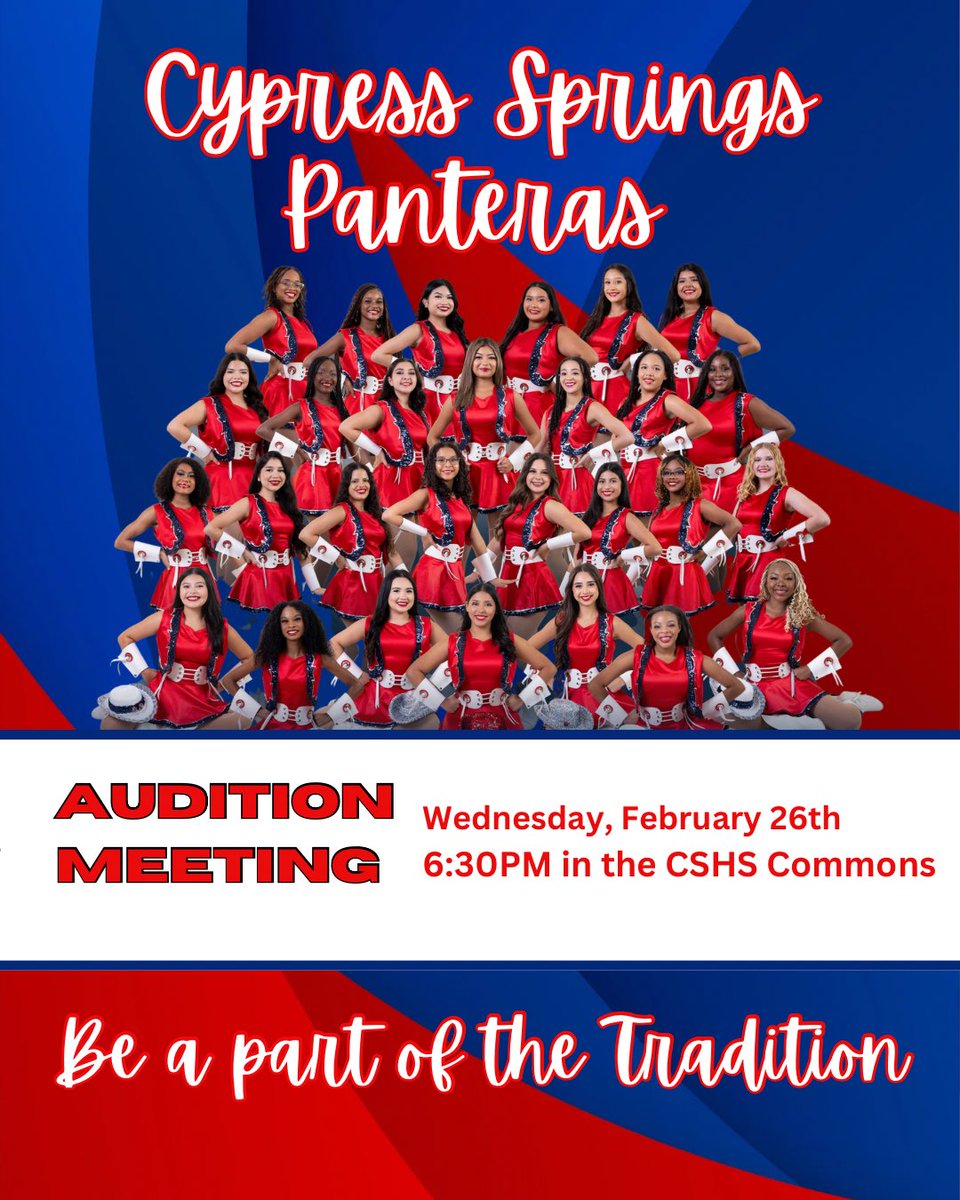 Be a part of the Tradition❤️🤍💙 Auditions for the 29th Line is almost HERE. If you’re interested in being a Pantera make plans to attend the audition meeting.