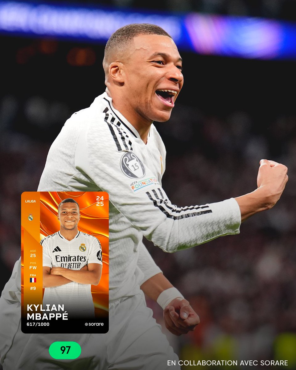 Pour son match tout simplement 𝗘𝗫𝗖𝗘𝗣𝗧𝗜𝗢𝗡𝗡𝗘𝗟, Kylian Mbappé 🇫🇷 obtient la note de 97/100 sur @sorare. 🥵

Kylian Mbappé a régalé. Kylian Mbappé a montré qu'il avait enfin retrouvé son niveau, celui d'un joueur qui peut s'avérer injouable. 🥵 🌪️

6 buts lors de ses 4