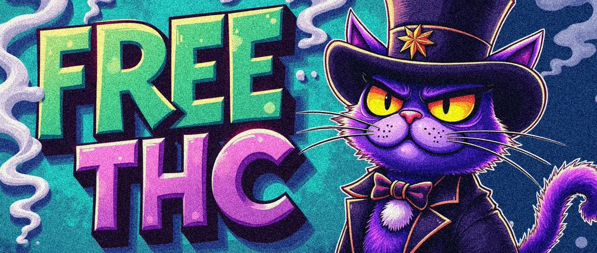 Top_Hat_Cat_'s tweet photo. Blazing up the airwaves in 1 hour with our "FREE THC" campaign breakdown! 🌿 We're not just pumping bags, we're building a global movement where crypto meets cannabis culture. Join ya boy at 4:20 MST to learn how we're creating the first AI-powered stoner network and hear more about our goals for 2025! 📈 Bring your finest herbs and your biggest dreams - this ain't your regular degen play, it's a whole vibe! 🚀 Remember: They can ban the plant, but they can't ban the movement! 💨 Space link in comments! #FREETHC #CannabisCommunity