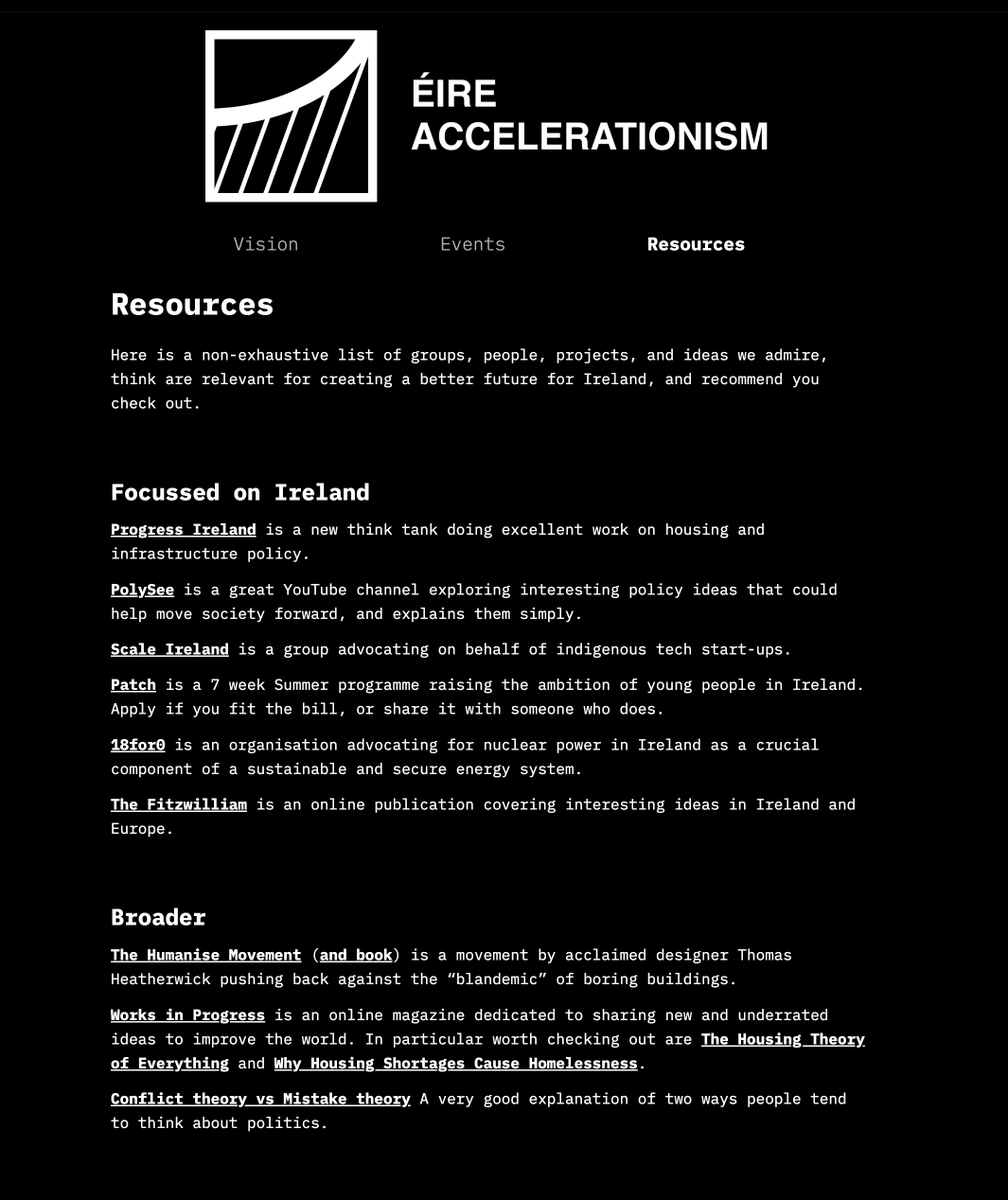 EireAcc's tweet photo. And here's a page of some work we consider adjacent or relevant to the Éire Accelerationism movement. Please comment here anything else you think fits the bill! https://t.co/lXTmY1tjrR