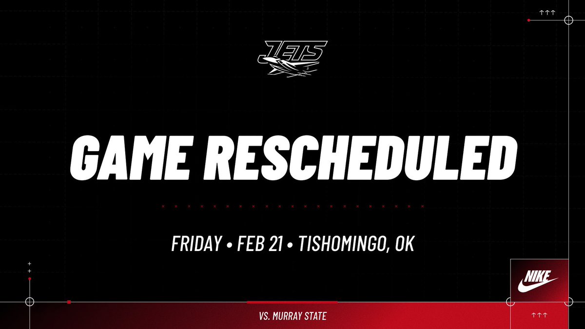 Our game against Murray State tomorrow has been cancelled due to bad weather conditions.

— New game time is scheduled for Friday, February 21st in Tishomingo.

#GoJets
