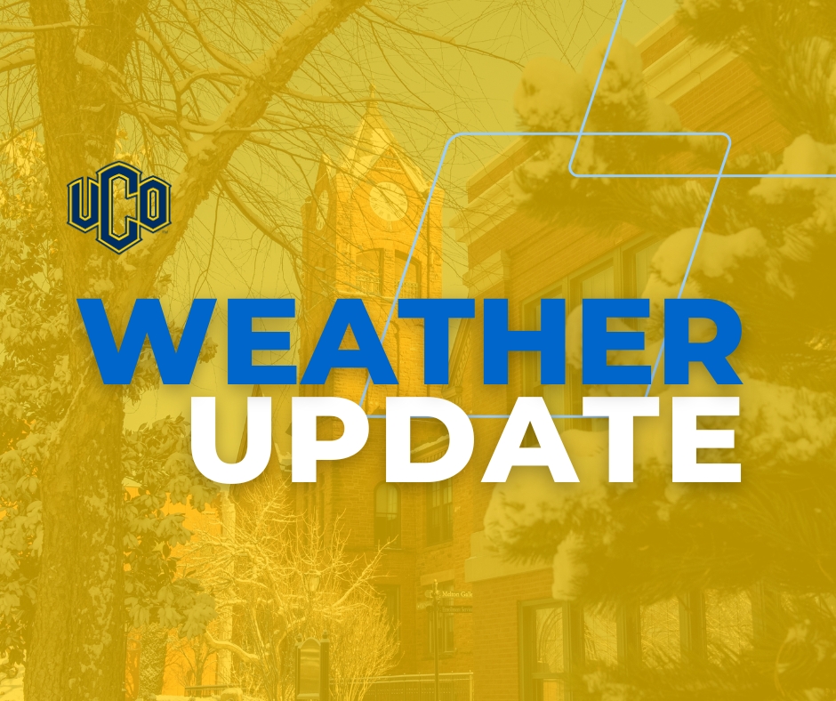 UCO will remain closed Thursday, Feb. 20 due to continued winter weather impacts. Classes and activities are canceled, and offices are closed.