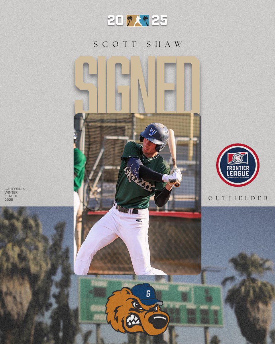 CalWinterLeague's tweet image. 𝑺𝑰𝑮𝑵𝑬𝑫 ✍️

Congratulations to Grizzly Outfielder Scott Shaw on being signed by the @GatewayGrizzlie in the @FLProBaseball! 🎉 

#CWL2025  |  #ProsMadeHere🌴