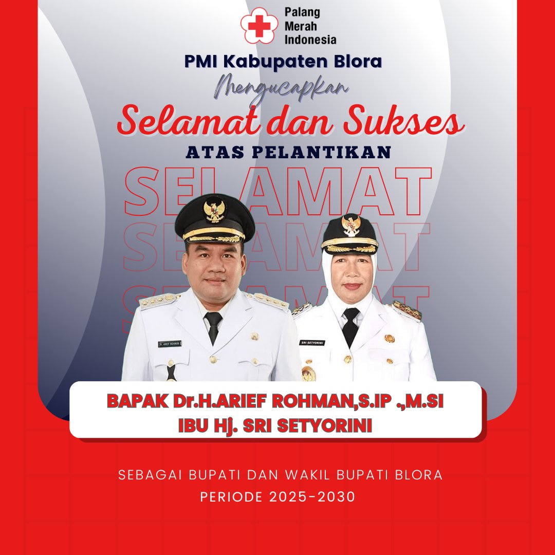 Selamat dan Sukses atas pelantikan Bupati dan Wakil Bupati Blora Periode 2025-2030, BAPAK Dr.H.ARIEF ROHMAN,S.IP .,M.SI (Bupati Blora)
IBU Hj. SRI SETYORINI(Wakil Bupati Blora). Semoga amanah dan diberikan kemudahan dalam mengemban tugas. <a href="/AriefRohman_838/">BUPATI BLORA</a>