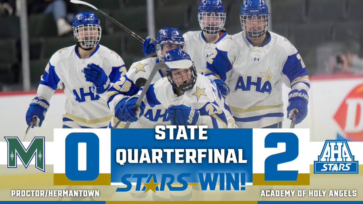 STARS WIN!! Congratulations to Girls Hockey on defeating Proctor/Hermantown tonight to advance to the State Semifinals for the 2nd straight year. The team will play Dodge County at 1:00 PM this Friday back at the Xcel Center. Visit academyofholyangels.org/ghockeystate25 for updates. GO STARS!!