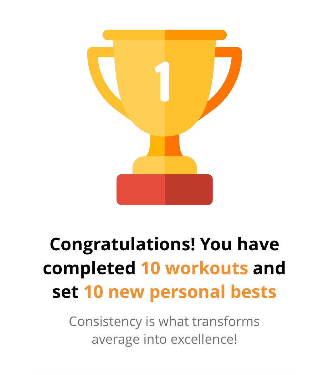 Woo! After 2 1/2 weeks of tracking my workouts with the Shred app I hit a big 10 workouts logged!

I’m feeling it but I love this thing keeping me accountable and on track! It’s been a minute since I’ve had this level of consistency and conscious effort going into fitness.