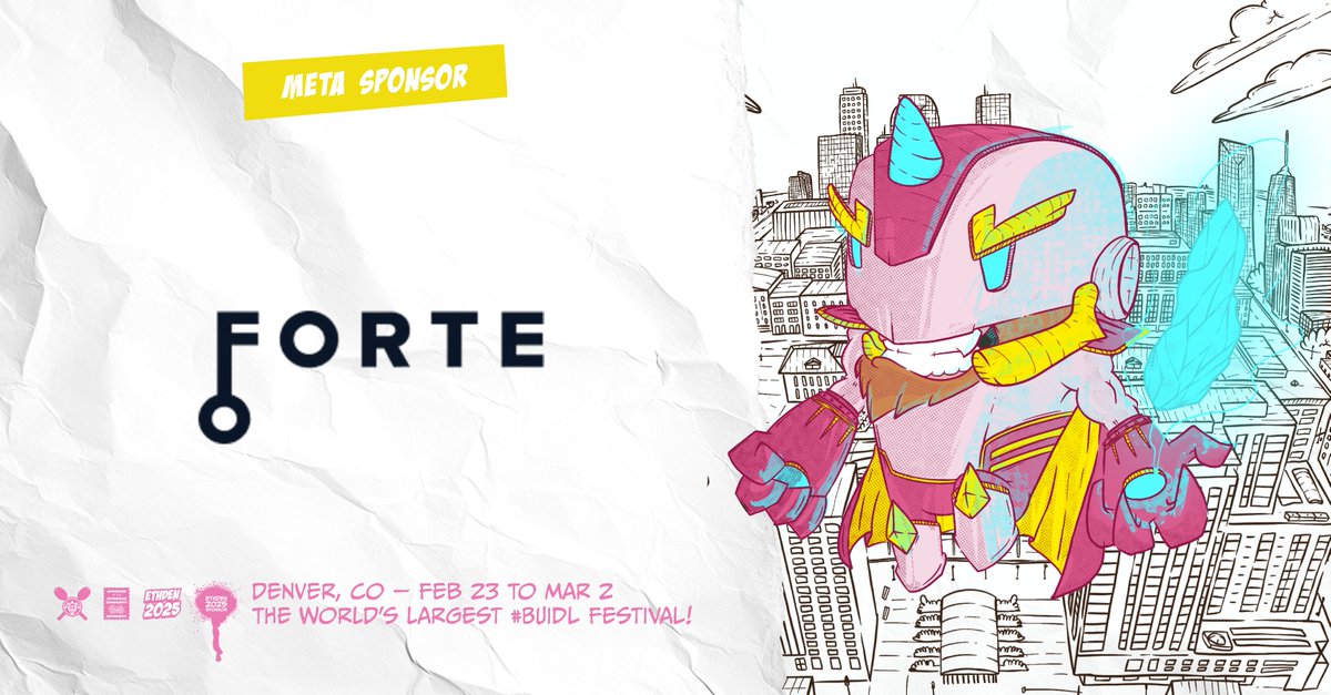 We’re excited to welcome <a href="/FortePlatform/">Forte</a> as an official Meta Sponsor for ETHDenver 2025!

ETHDenver delivers a world-class experience for innovators and builders.

Thank you to <a href="/FortePlatform/">Forte</a> and all of our sponsors for making this possible!