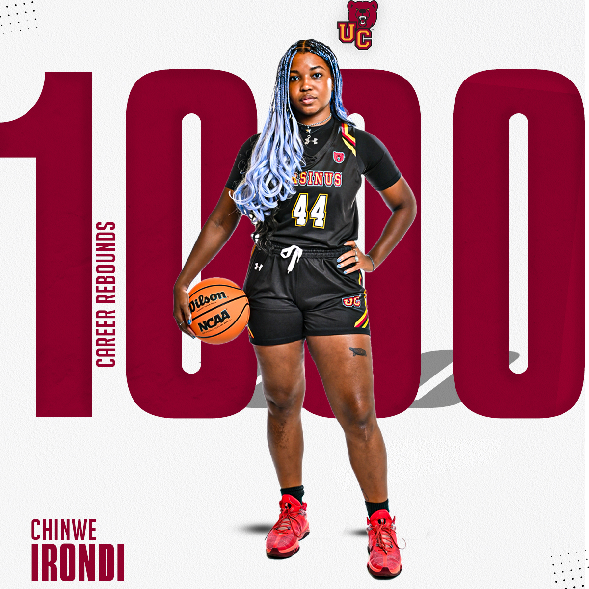 Tonight Chinwe Irondi became the second <a href="/UrsinusWBB/">Ursinus Basketball</a> player in program history to record 1,000 rebounds for her career! She is also the second Bear to have 1,000 points and rebounds in her career! #UpTheBears