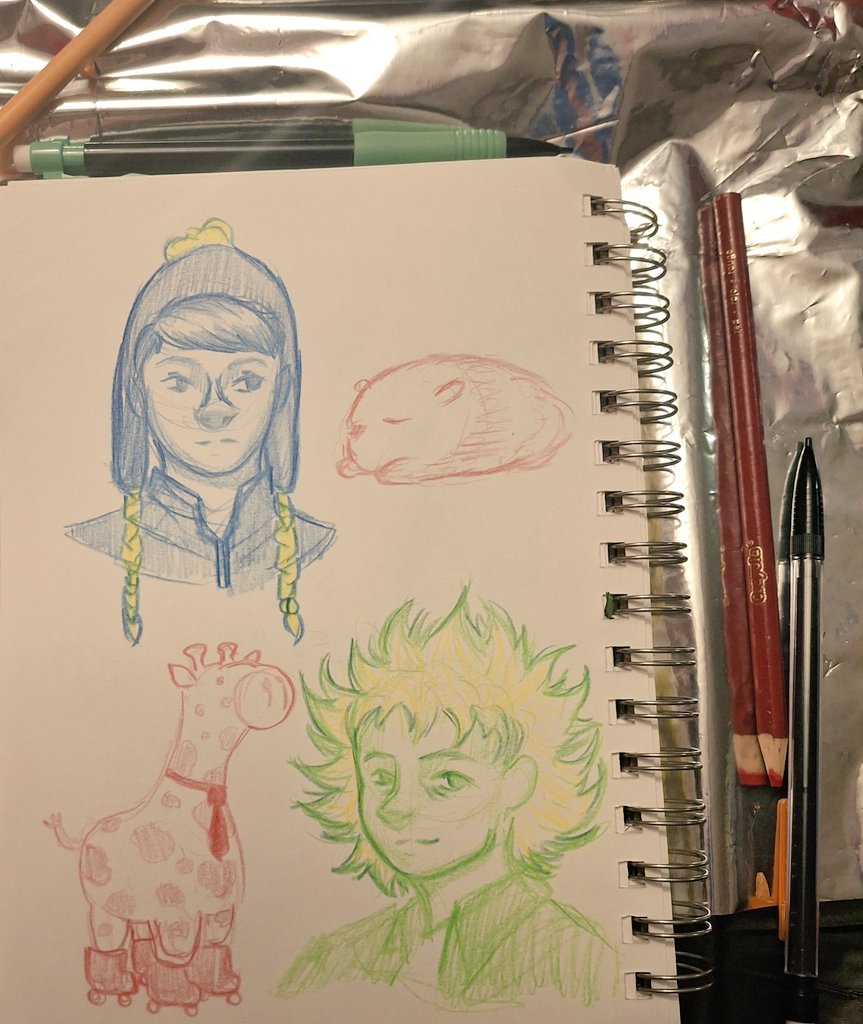 dusk_werasleep's tweet image. Some afternoon doodles with colored pencils. The giraffe is a surprise. 
#southparkfanart #sptweak #spcreek #spcraig